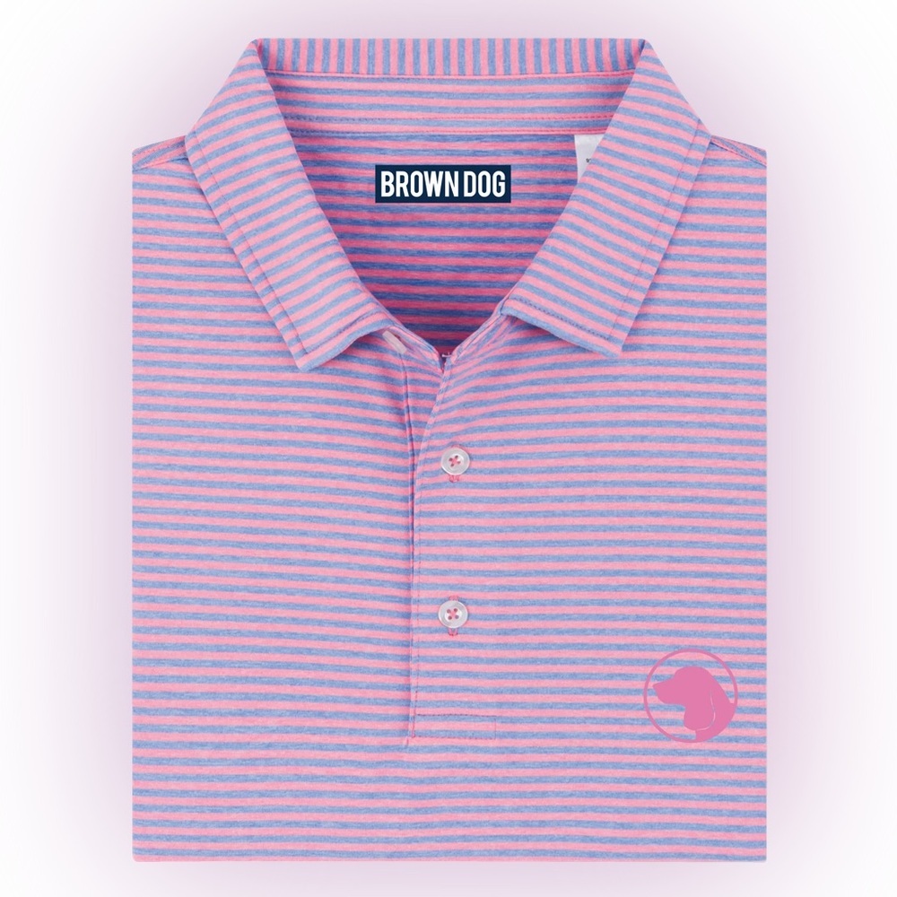 Men's Pink & Blue Striped Polo Shirt